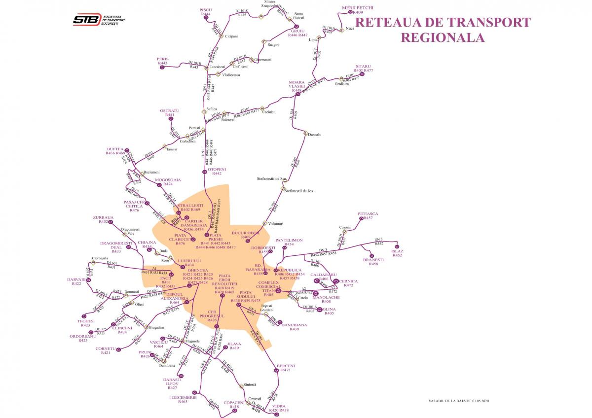 خريطة محطات السكك الحديدية في بوخارست